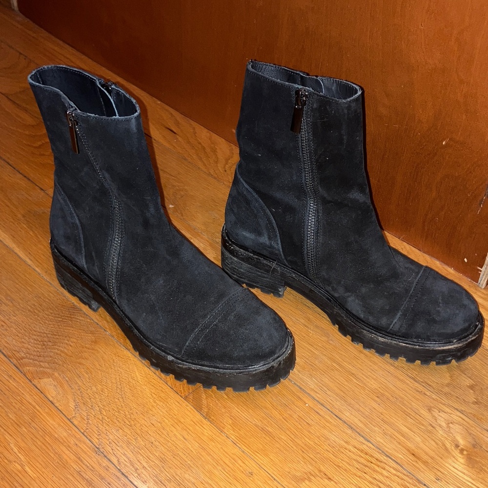 THURSDAY BOOT CO. EVERYDAY WOMENS BLACK SUEDE DOUBLE ZIPPER BOOT